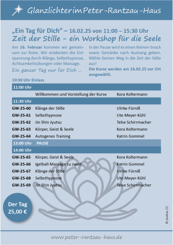 „Ein Tag für Dich“ Zeit der Stille - ein Workshop für die Seele